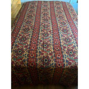 Fieldcrest Red/Blue/Gold floral twin size bedspread vintage cottage core